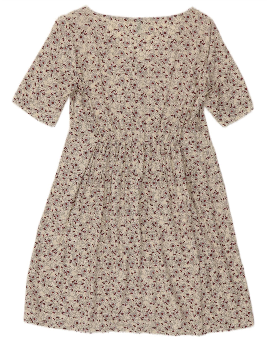 BENETTON Vestido acampanado para mujer UK 6 XS Off White Floral Viscosa