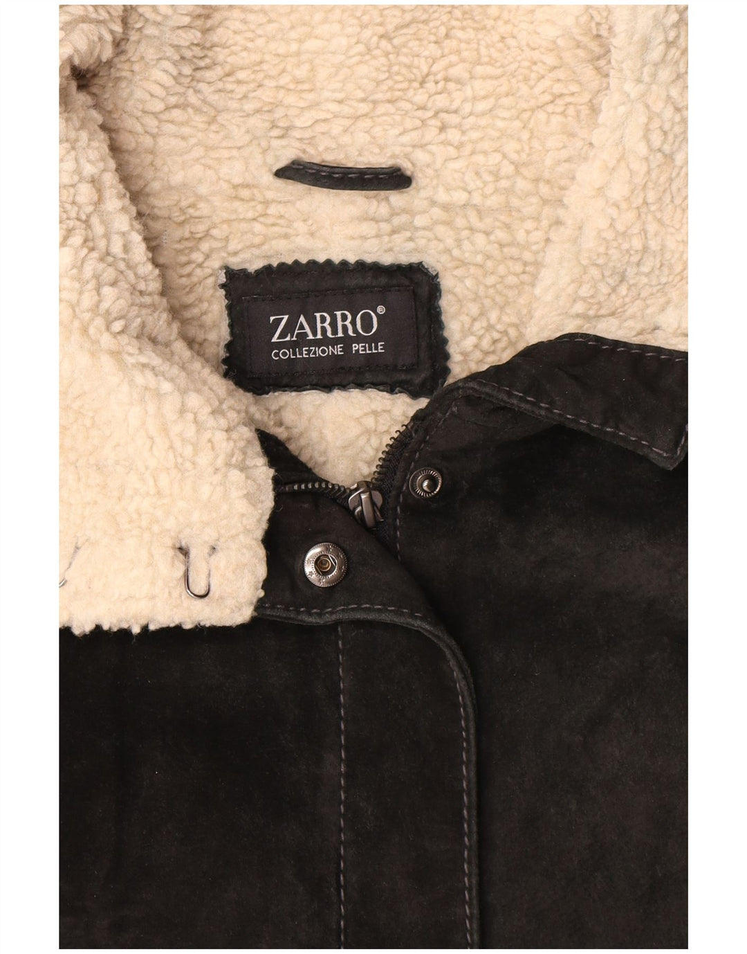 Zarro Chaqueta de gamuza Sherpa para mujer Reino Unido 12 Mediana Cuero negro