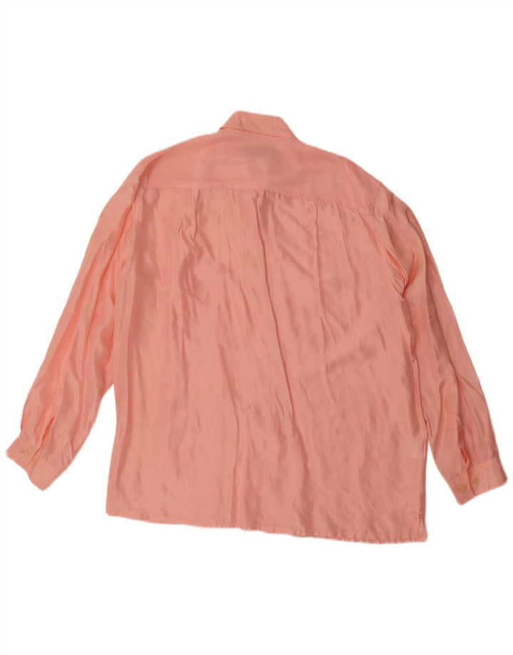 Vintage mujer camisa de gran tamaño Reino Unido 14 seda rosa mediana