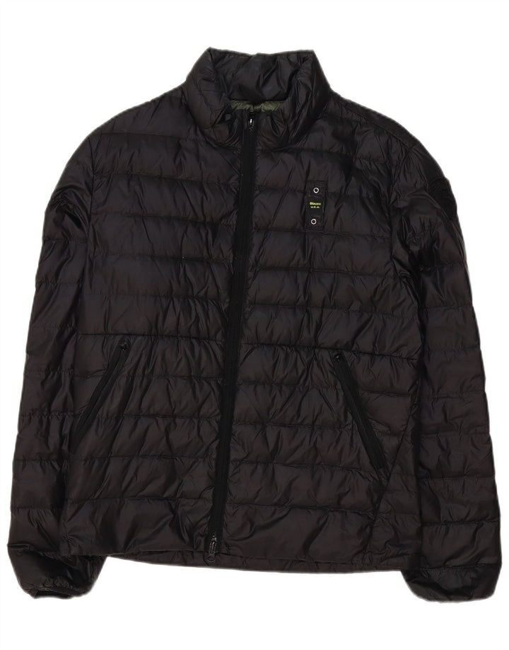 Blauer Chaqueta acolchada para hombre UK 38 Mediana Negro Poliéster