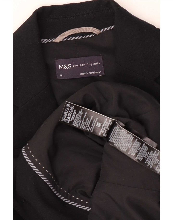 Marks & Spencer Chaqueta tipo blazer de 2 botones para mujer UK 6 XS Poliéster negro