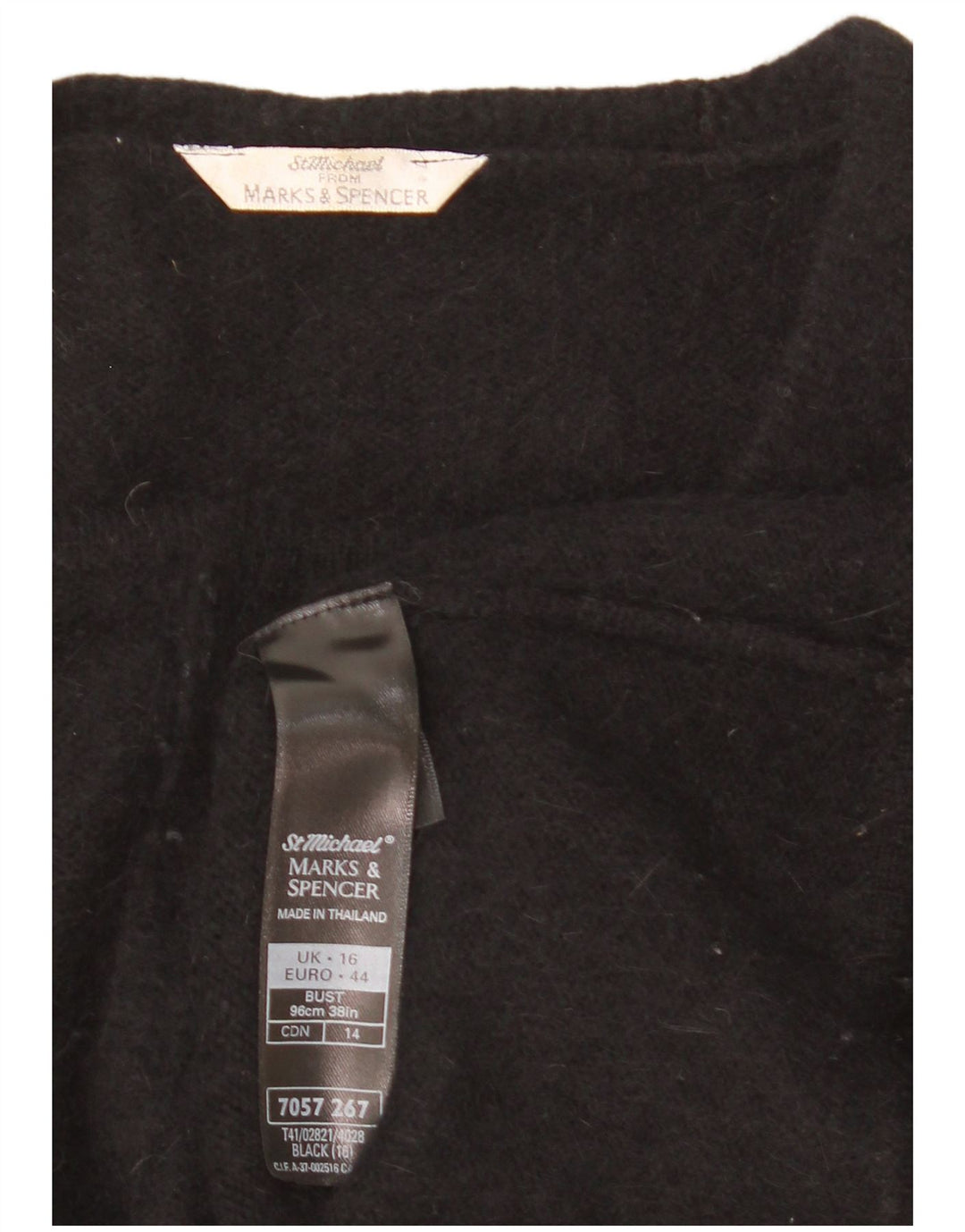 Marks & Spencer Suéter tipo cárdigan para mujer UK 46 Large Black Angora