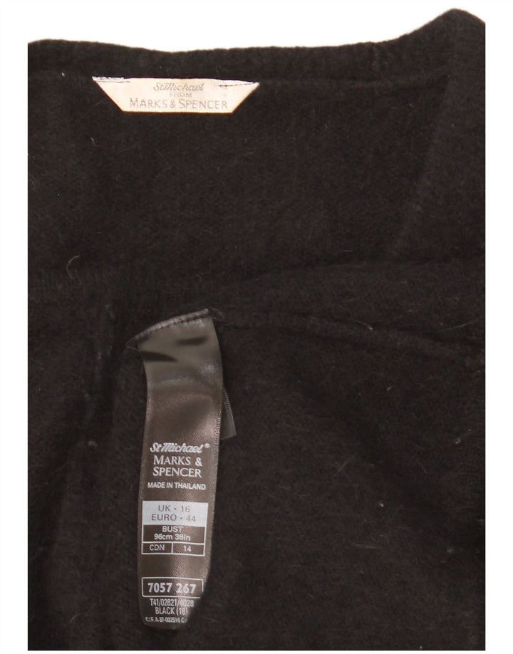 Marks & Spencer Suéter tipo cárdigan para mujer UK 46 Large Black Angora