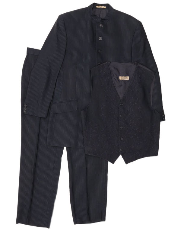 Carlo Pignatelli Mens 3 Piece Suit IT 52 XL W32 L30 Navy Blue Pinstripe