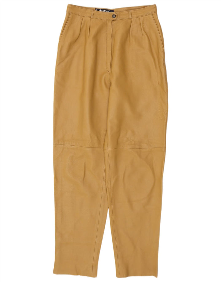 RAY MARJORY Pantalones de cuero con clavijas para mujer IT 42 Medium W28 L30 Caqui