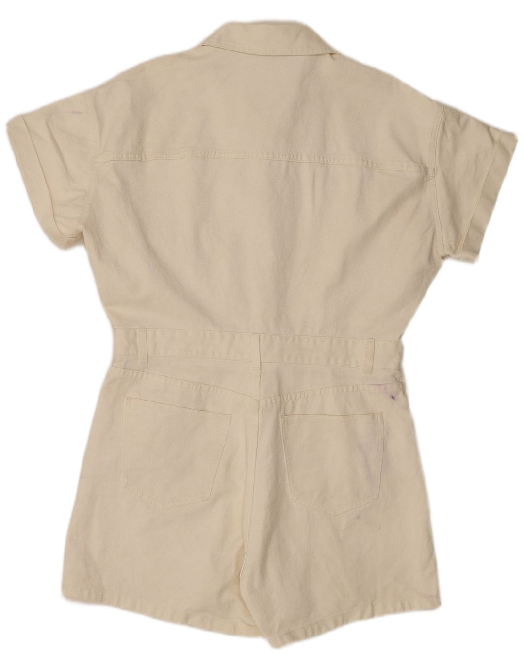 Zara Mujer Mono Corto De Mezclilla ES 39 2XL Algodón Blanco