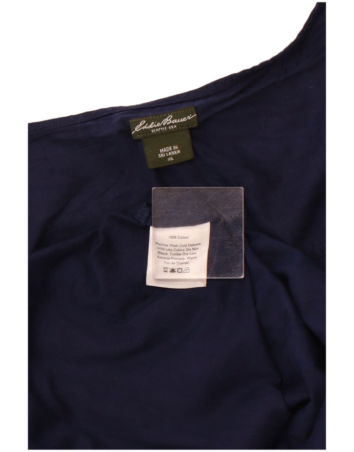 EDDIE BAUER Blusa de manga 3/4 para mujer UK 40 XL Algodón azul marino