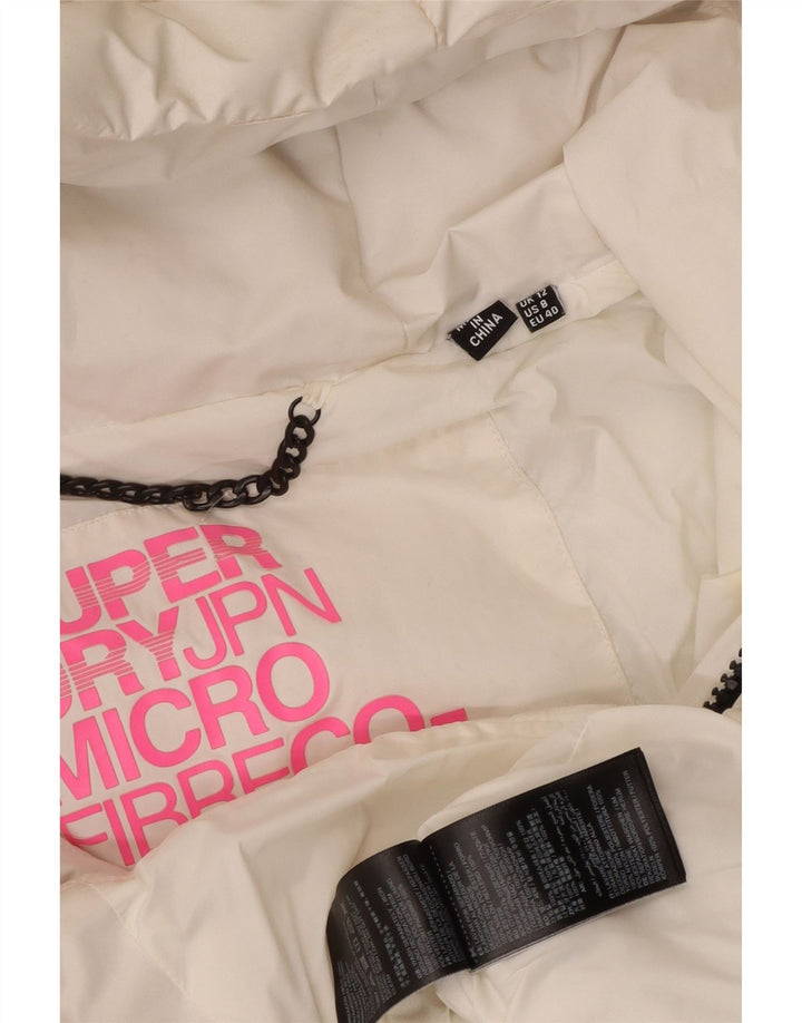 Superdry Chaqueta Acolchada Con Capucha Para Mujer UK 42 Poliéster Blanco Mediano