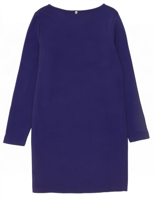 Benetton Vestido recto de manga larga para mujer UK 6 XS Algodón azul marino