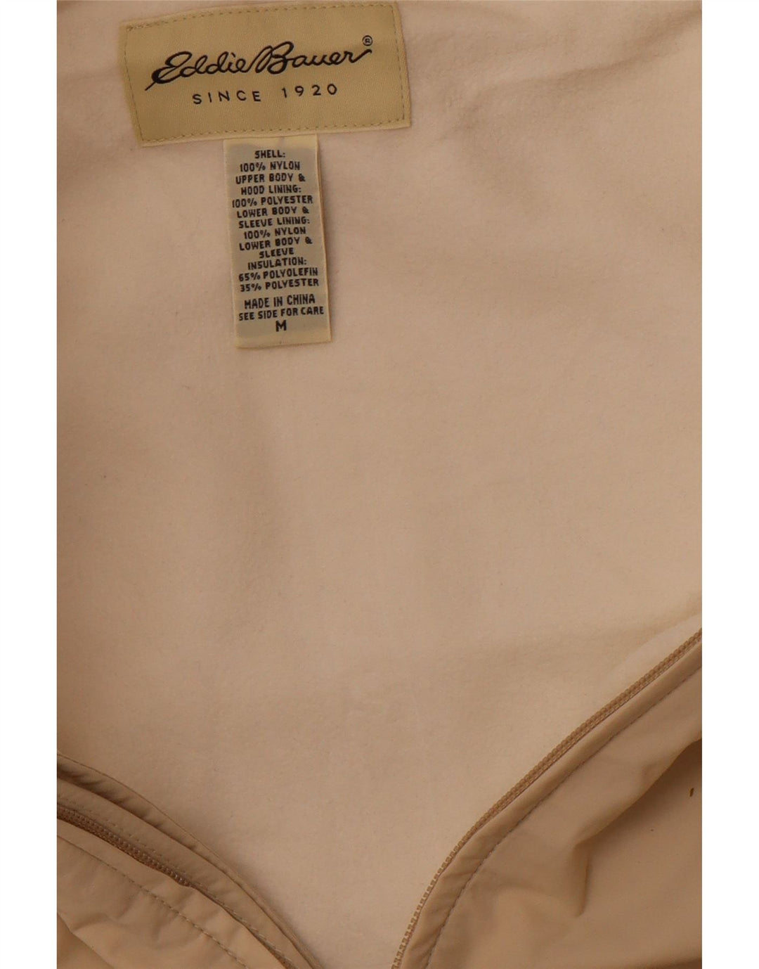 EDDIE BAUER Chaqueta cortavientos con capucha para hombre UK 38 Medium Beige Nylon