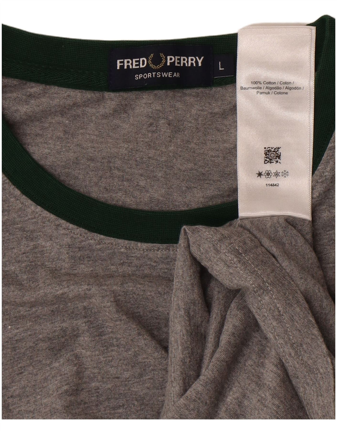 FRED PERRY Camiseta para hombre Top Grande Gris Algodón