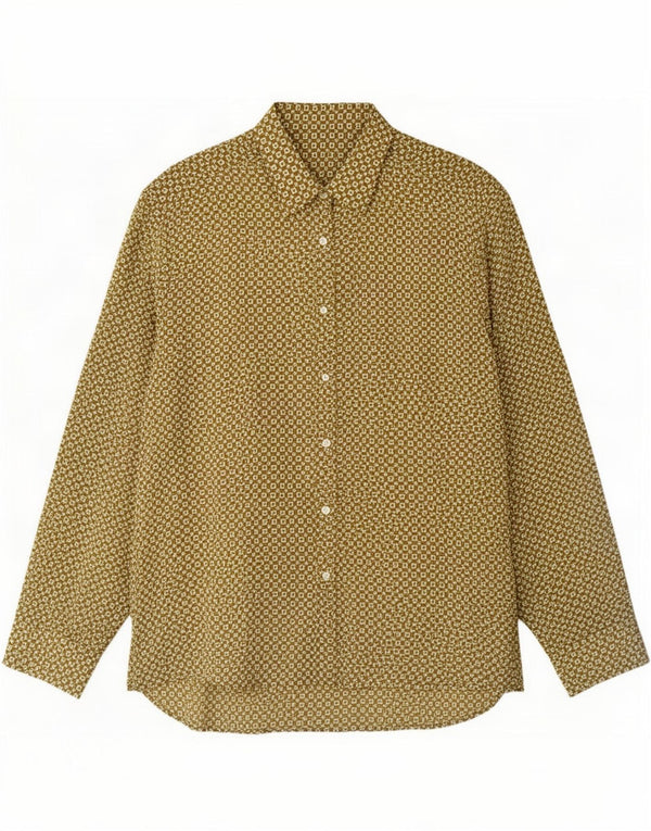 Camisa vintage de corte regular para hombre Caqui medio geométrico