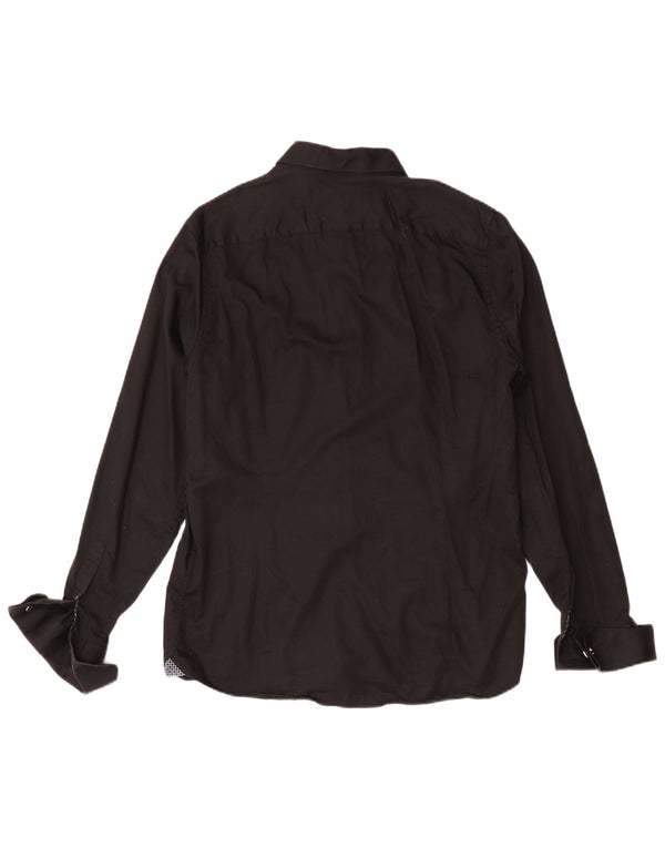 Ted Baker Camisa formal de corte moderno para hombre, talla 16, algodón negro grande