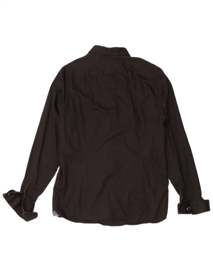 Ted Baker Camisa formal de corte moderno para hombre, talla 16, algodón negro grande