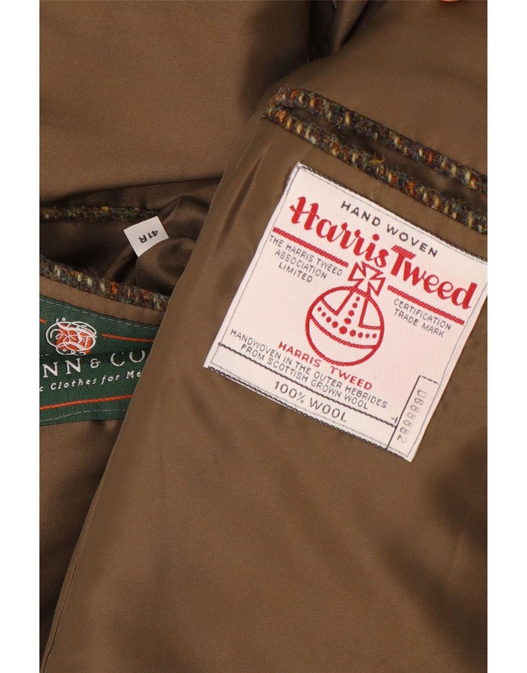 Harris Tweed Chaqueta tipo blazer de 3 botones para hombre IT 41 Lana a cuadros marrón grande