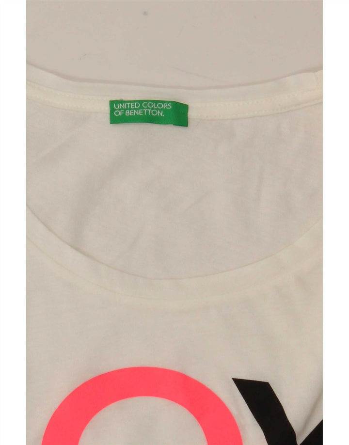 Benetton Camiseta Estampada para Mujer UK 40 Medium White