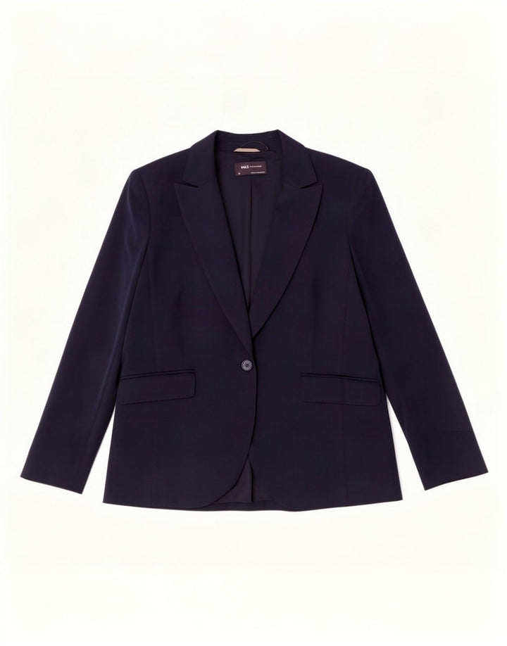 Marks & Spencer Chaqueta tipo blazer con 1 botón para mujer UK 20 2XL Poliéster azul marino
