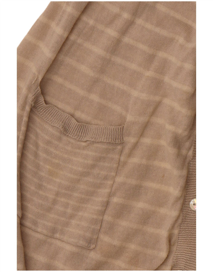 WHITE STUFF Suéter tipo cárdigan para mujer UK 40 Grande Lino a rayas beige