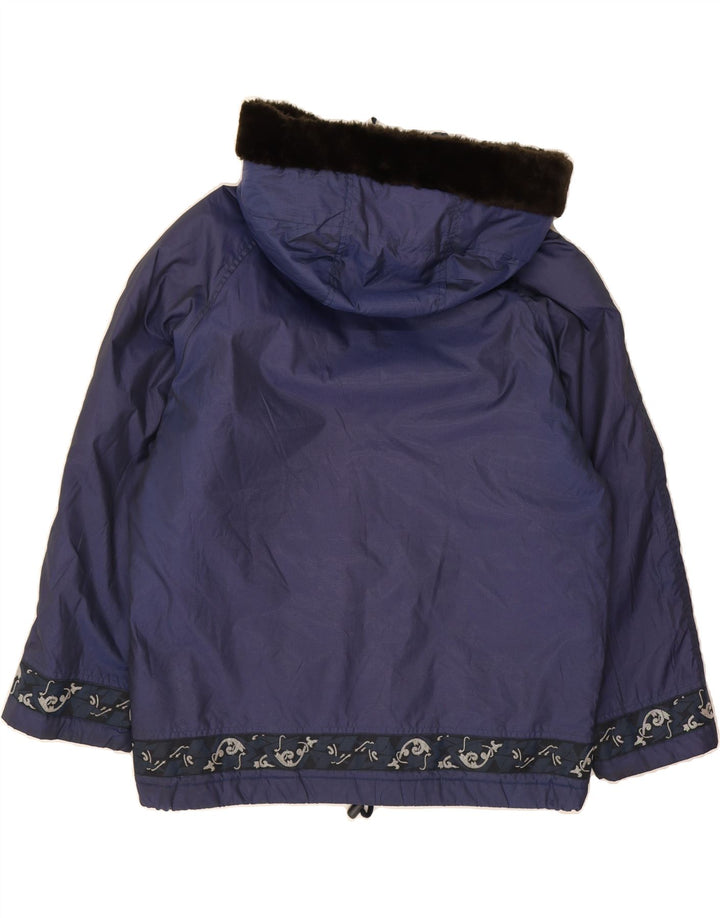 FILA Chaqueta cortavientos con capucha de gran tamaño para mujer IT 42 Azul marino mediano
