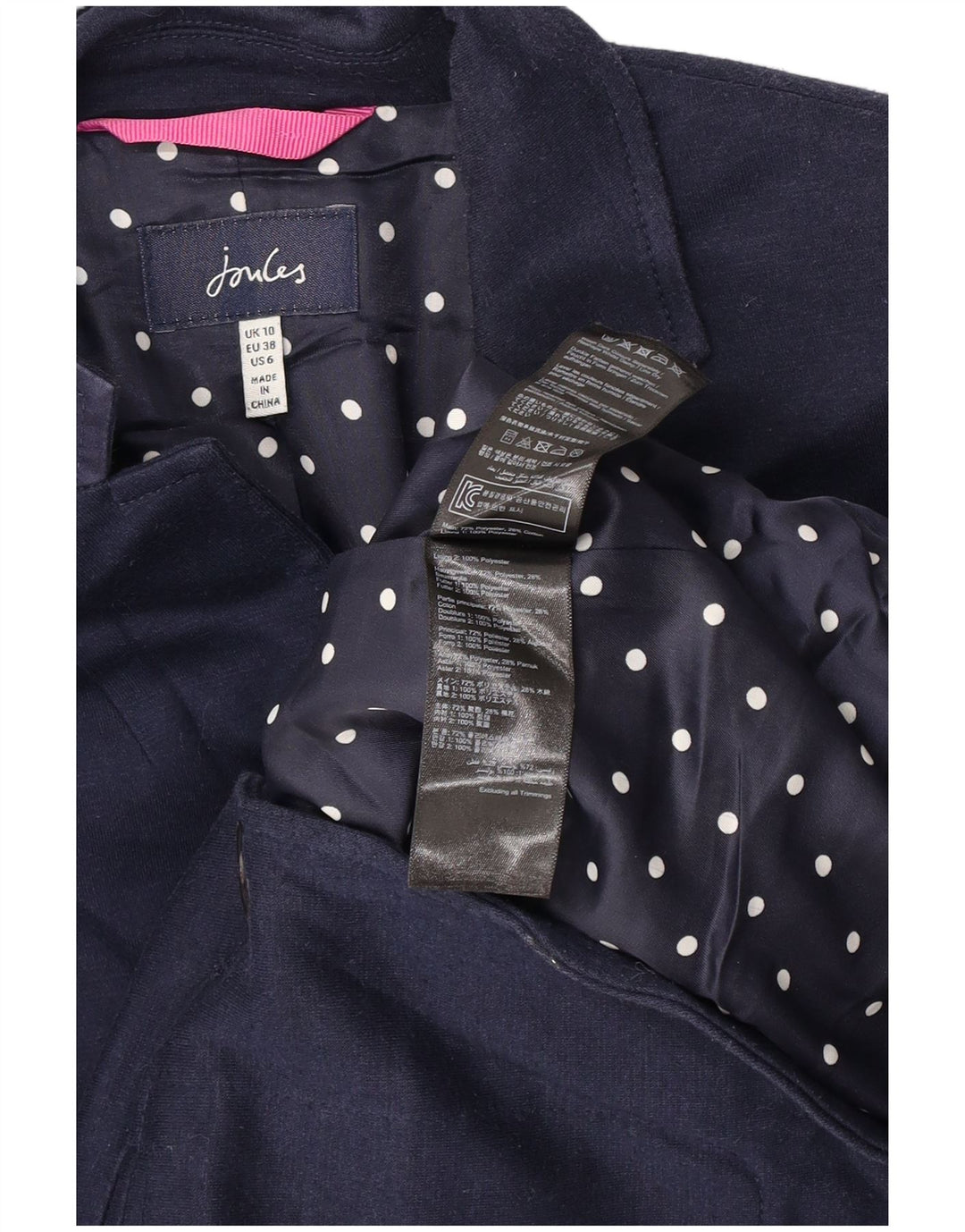 Joules Chaqueta tipo blazer de 2 botones para mujer UK 10 Small Poliéster azul marino