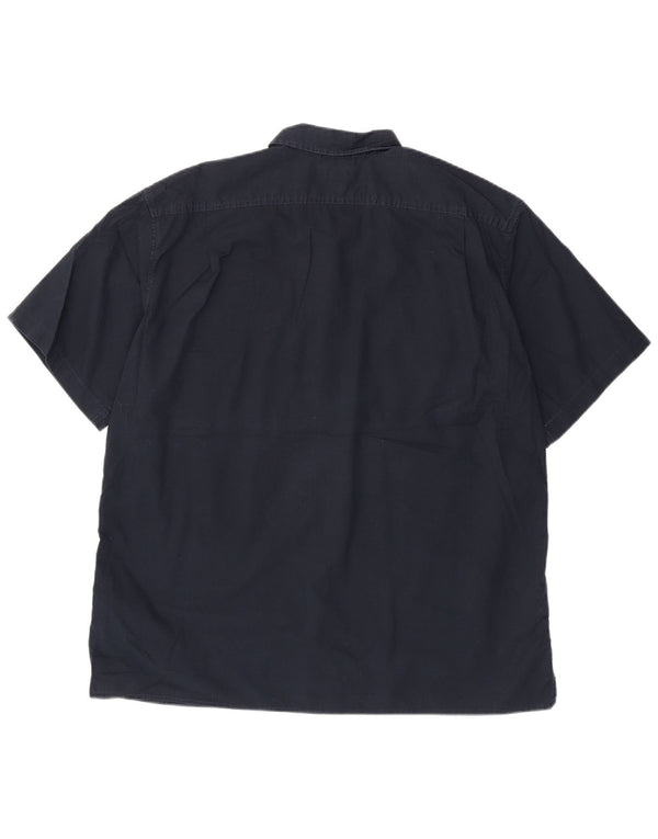 EDDIE BAUER Camisa de manga corta para hombre, corte clásico, XL, algodón azul marino