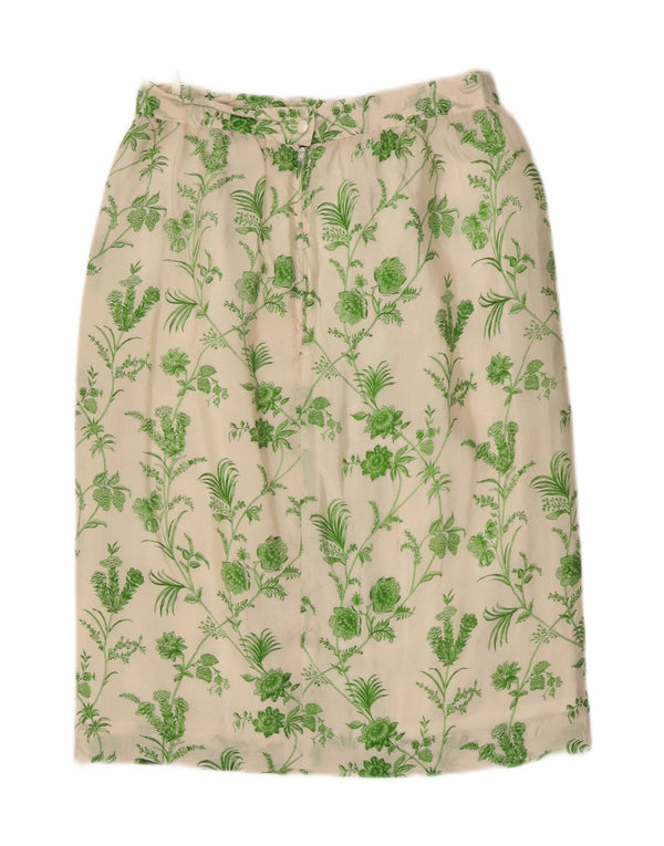 Falda recta vintage para mujer W28 Floral blanco medio