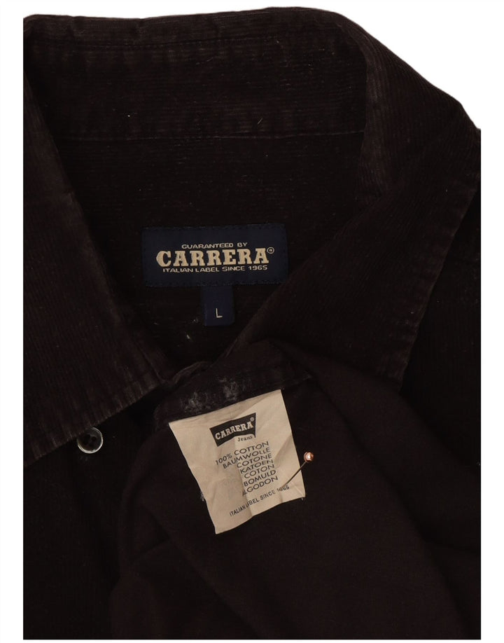 CARRERA Camisa de pana para hombre Grande Algodón negro