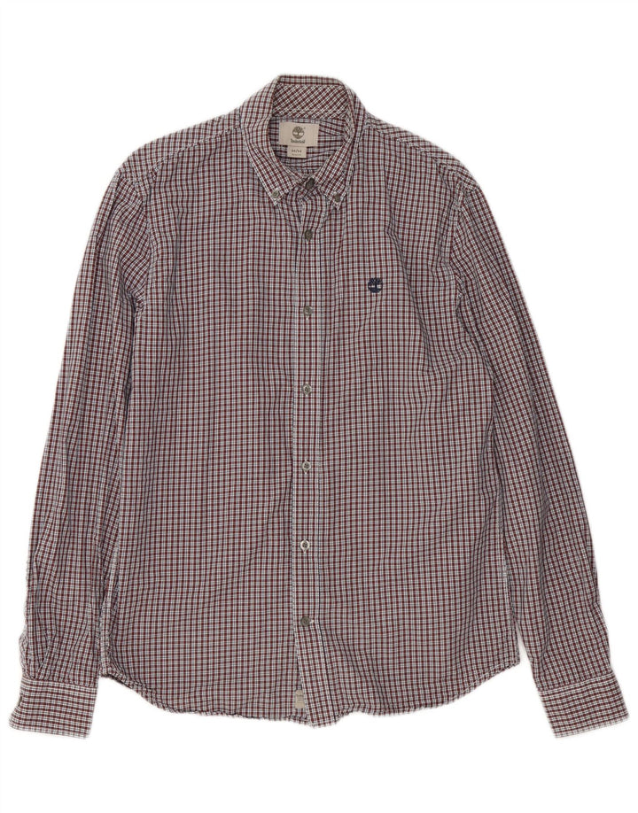 Camisa Timberland Hombre Slim Fit Cuadros Rojos Medianos