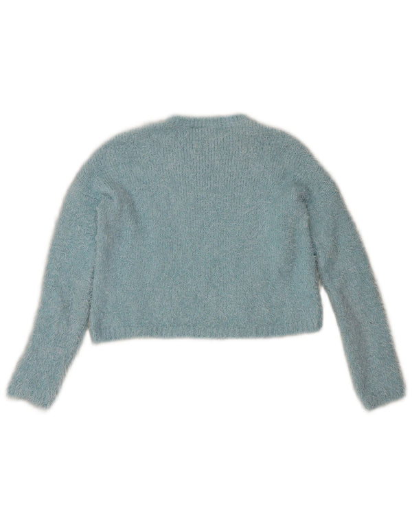 Topshop Suéter corto con cuello redondo para mujer UK 8 Small Poliéster azul