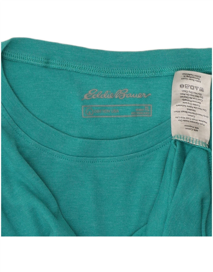 EDDIE BAUER Camiseta de mujer de manga larga UK 14 Grande Algodón turquesa