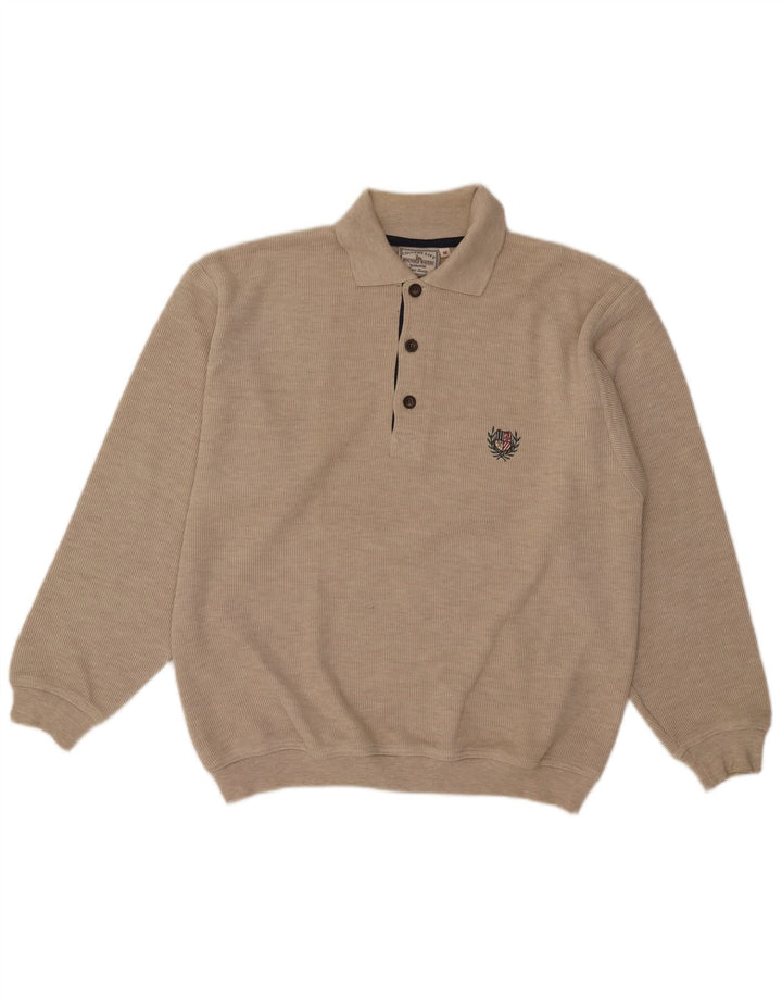 Bounded Waters - Jersey con cuello tipo polo para hombre, color beige medio