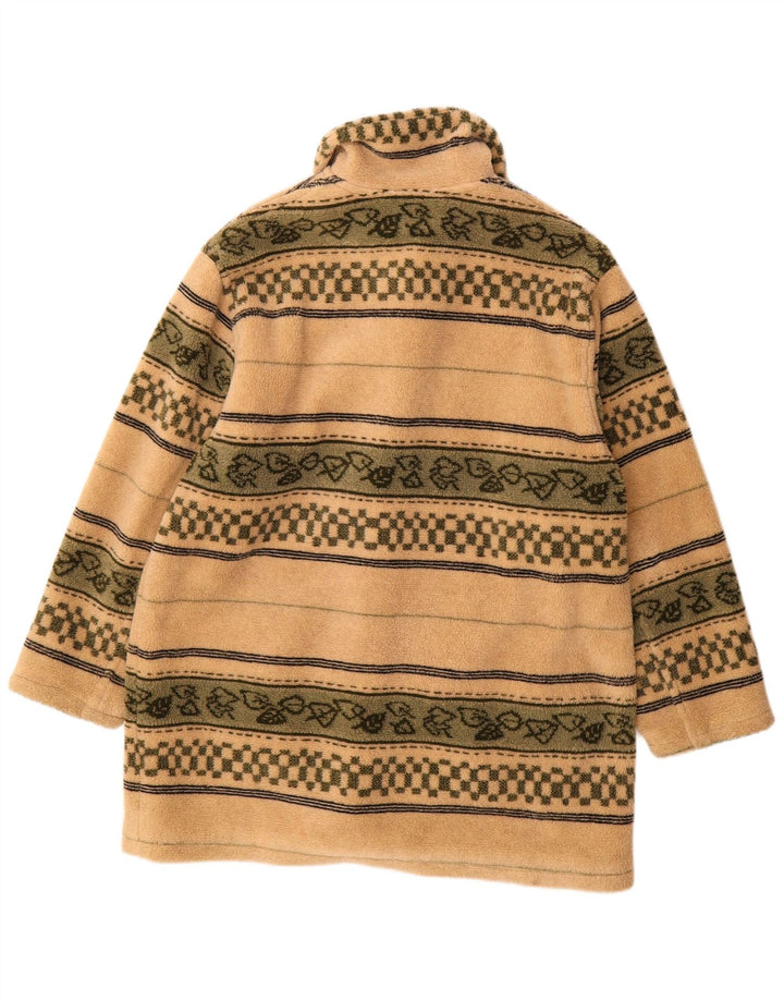 Vintage mujer oversize polar abrigo EU 40 medio beige rayas