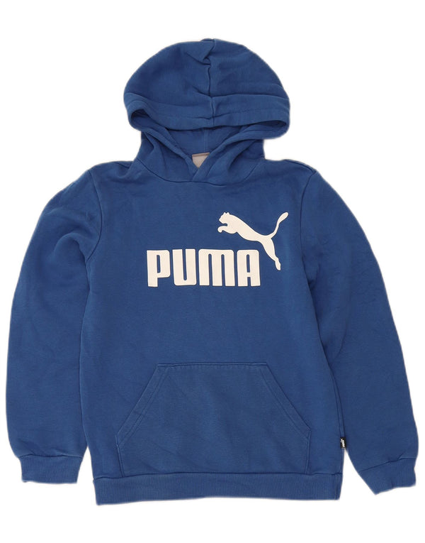 Puma Boys Graphic Hoodie Jumper 11-12 Years Blue Cotton