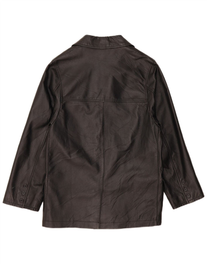 Chaqueta tipo blazer de cuero con 3 botones para hombre Metropolitan IT 48 Cuero negro mediano