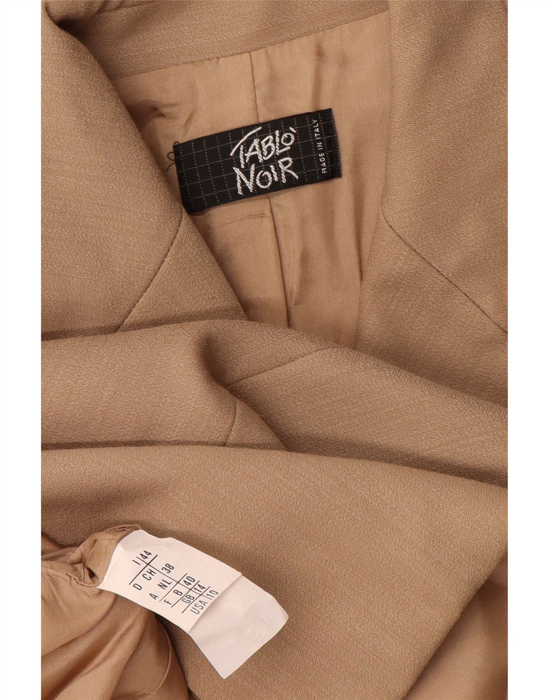 Vintage mujer 4 botones Blazer chaqueta Reino Unido 14 lana virgen beige medio