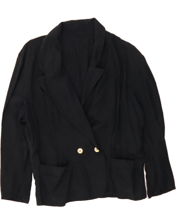 VINTAGE Womens Double Breasted Blazer Jacket UK 14 Medium Black Vintage Vintage and Second-Hand Vintage from Messina Hembry 