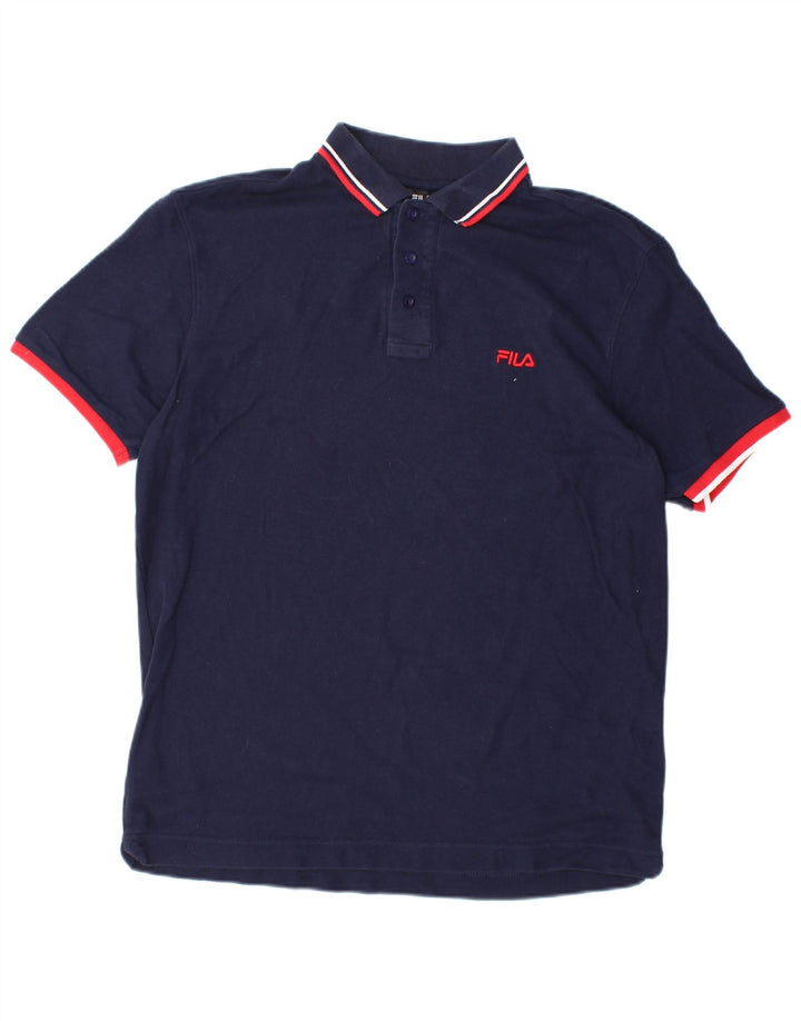 FILA Polo para hombre grande azul marino algodón
