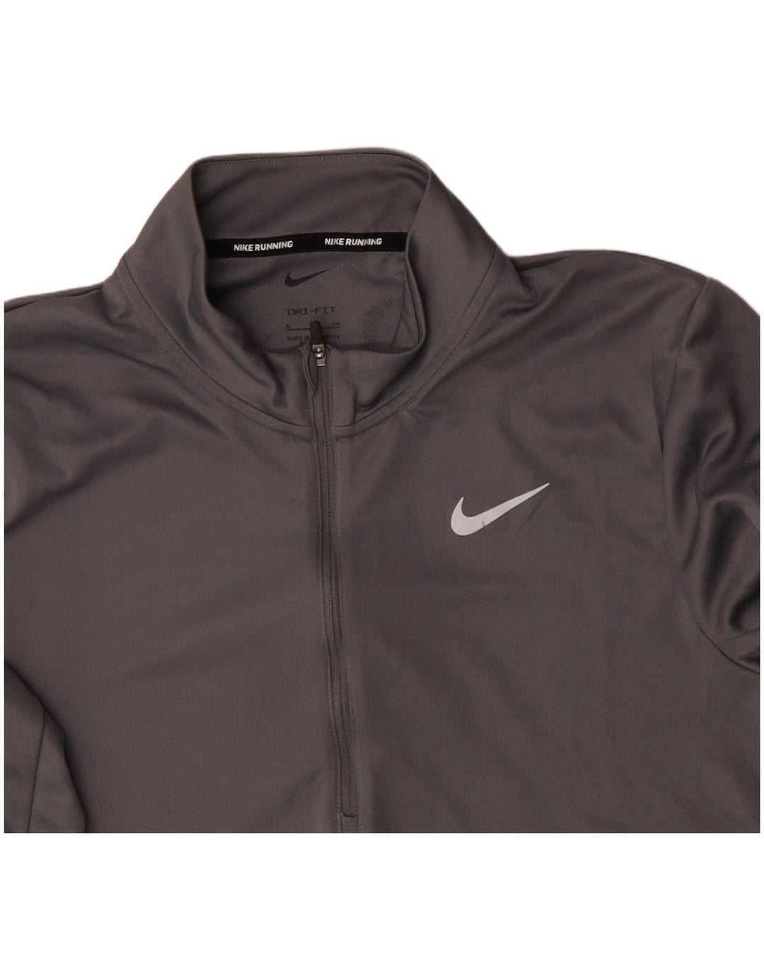 NIKE Hombre Dri Fit Zip Neck Jersey Chándal Top Pequeño Gris Poliéster