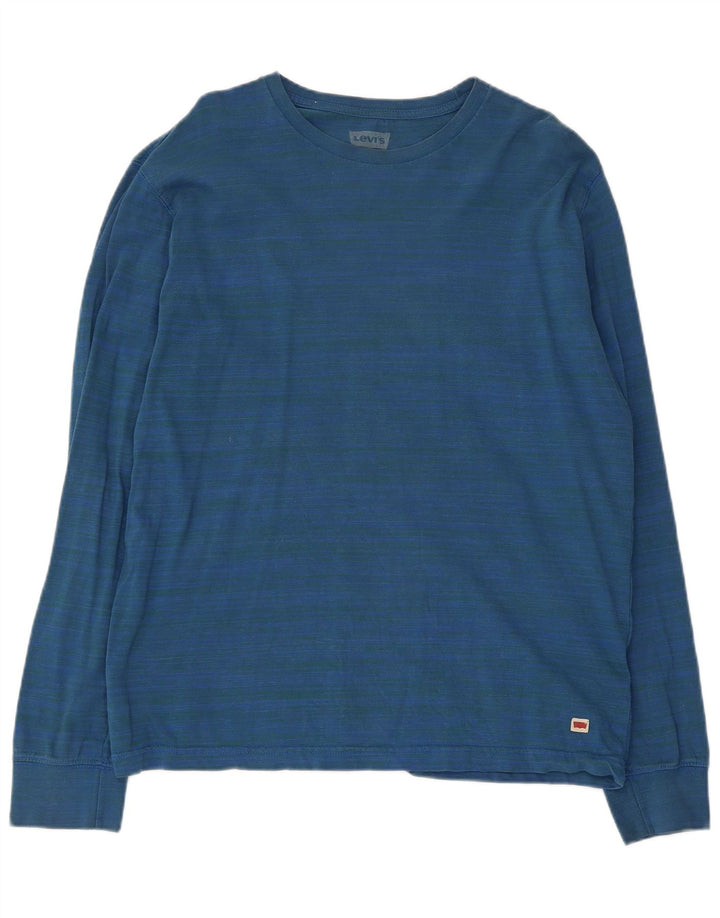 Levi's Top de manga larga para hombre de algodón a rayas azules grandes
