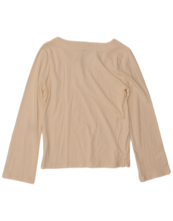 J. Crew Blusa de manga larga para mujer UK 10 Small Beige Cotton