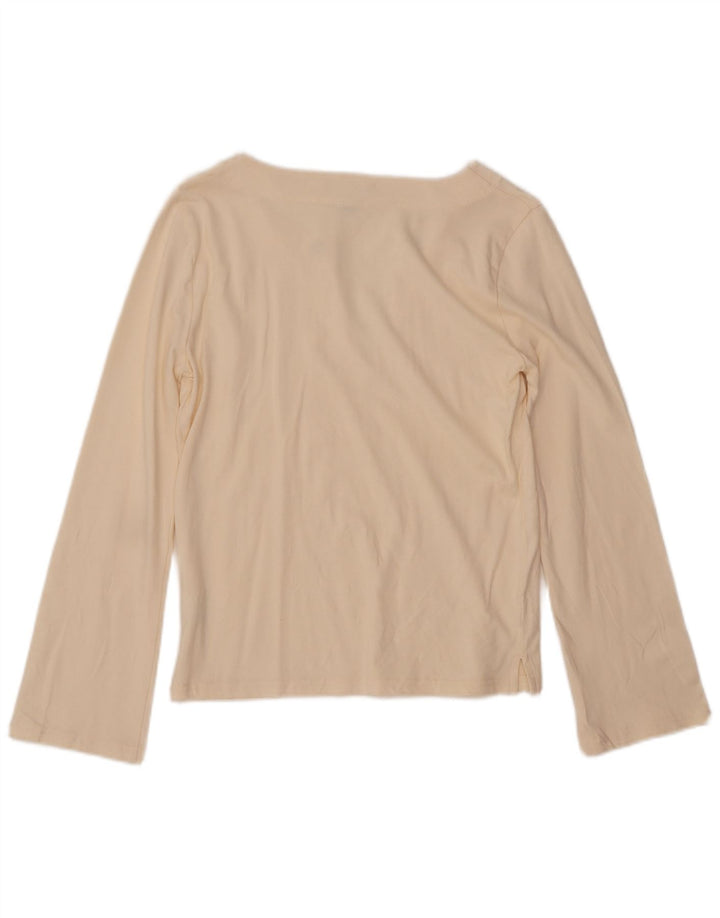 J. Crew Blusa de manga larga para mujer UK 10 Small Beige Cotton