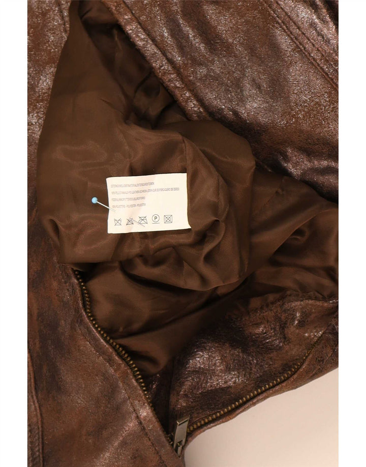 BVS Chaqueta de cuero para mujer EU 43 Grande Marrón