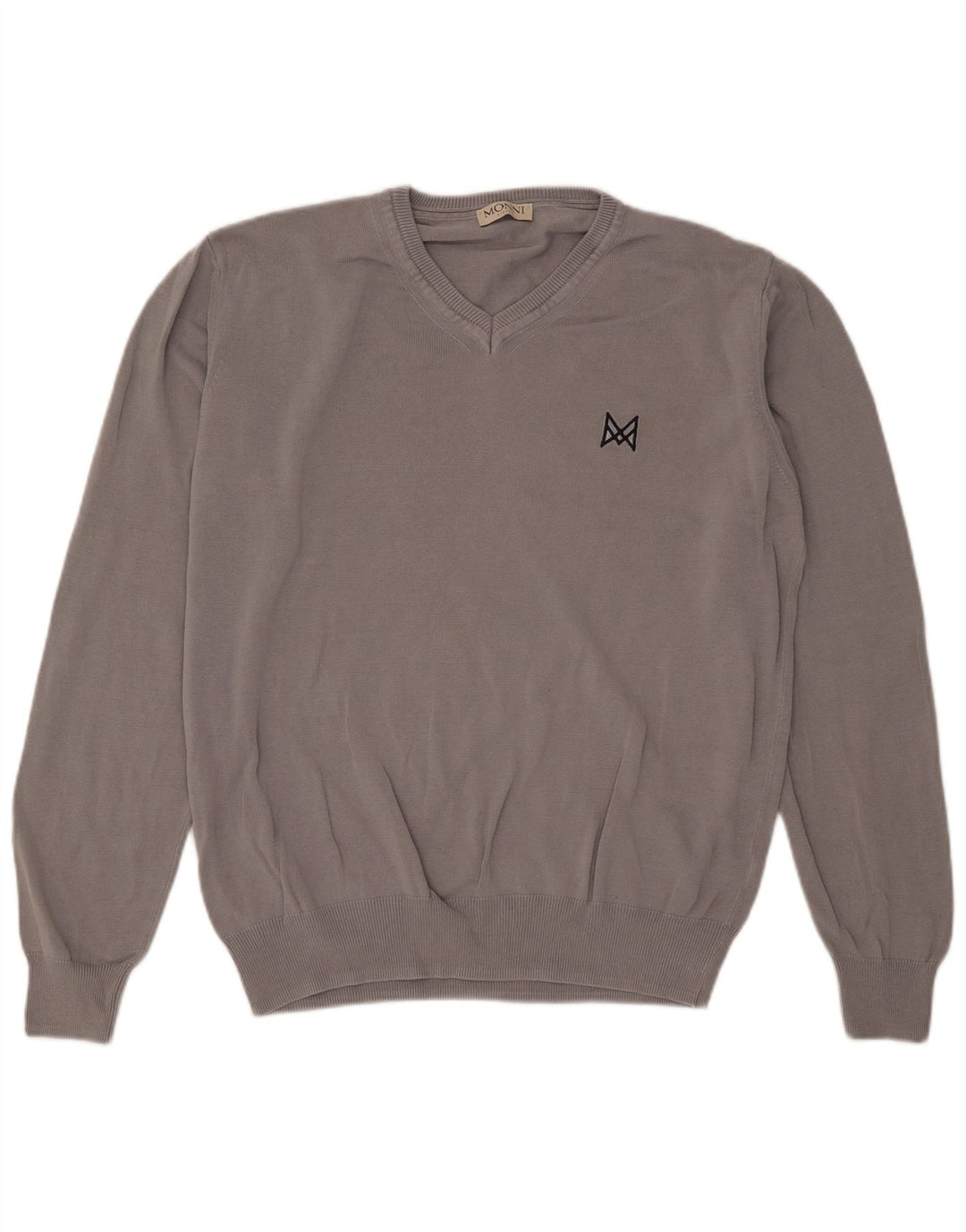 Vintage hombres V-cuello jumper suéter grande gris algodón