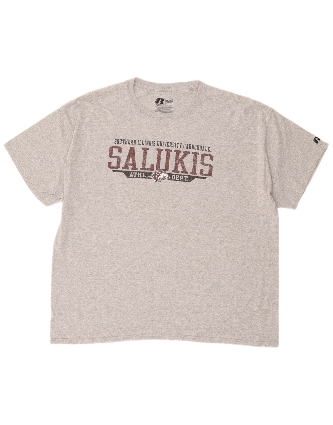 RUSSELL ATHLETIC Camiseta gráfica Salukis para hombre Top 2XL Algodón gris