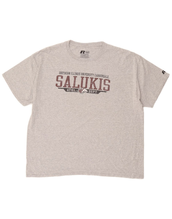 RUSSELL ATHLETIC Camiseta gráfica Salukis para hombre Top 2XL Algodón gris