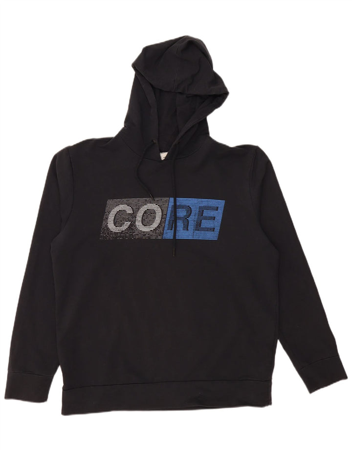 JACK & JONES Jersey con capucha gráfico para hombre XL Algodón negro