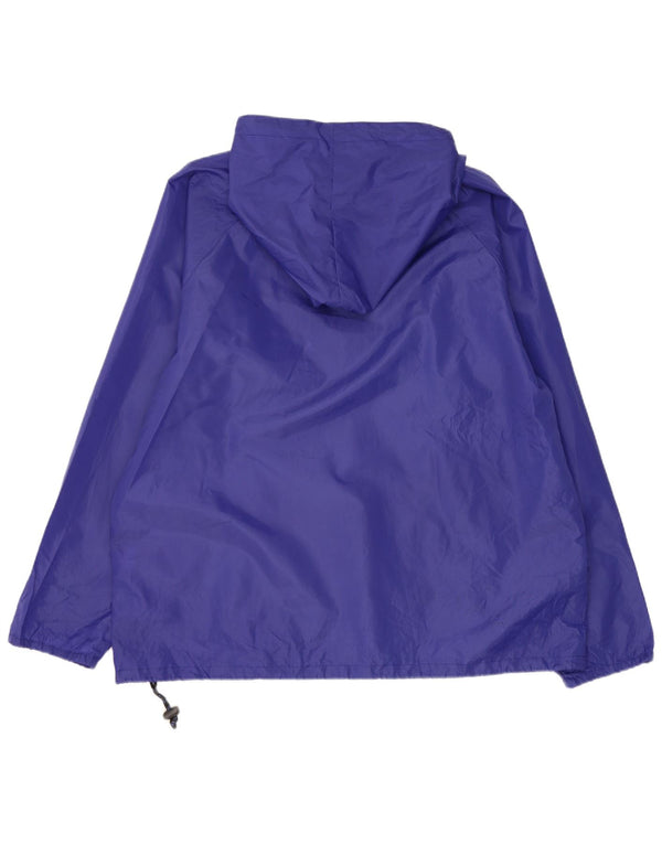 Vintage hombres con capucha pullover chaqueta de lluvia Reino Unido 40 poliéster púrpura grande