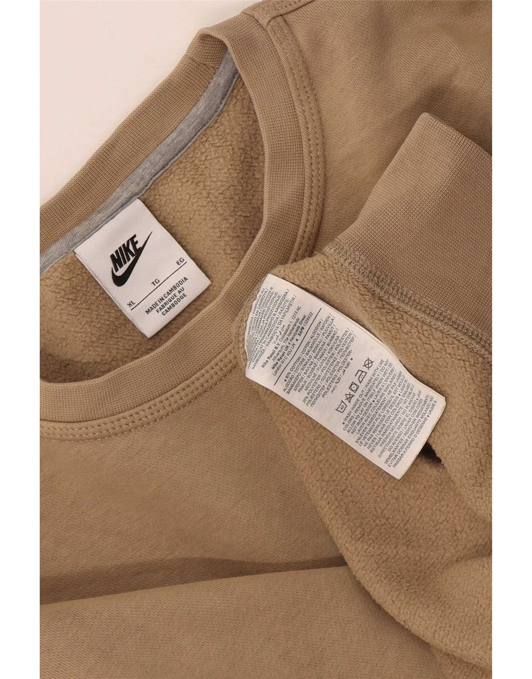 Nike Hombre Regular Fit Sudadera Jumper XL Beige Algodón