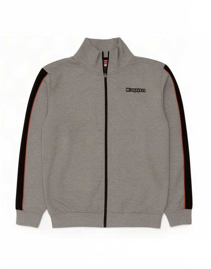 Kappa Hombre Chándal Top Chaqueta Grande Gris Colorblock Poliéster