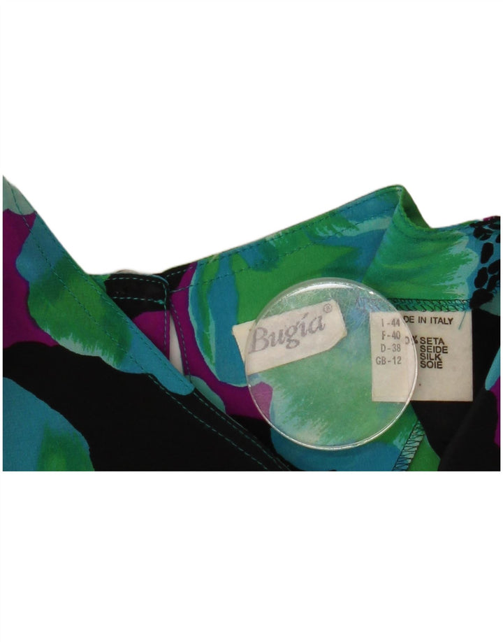VINTAGE Vestido recto para mujer Reino Unido 12 Seda floral multicolor mediana